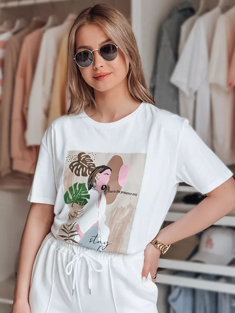 Moteriški baltos spalvos marškinėliai Breivi