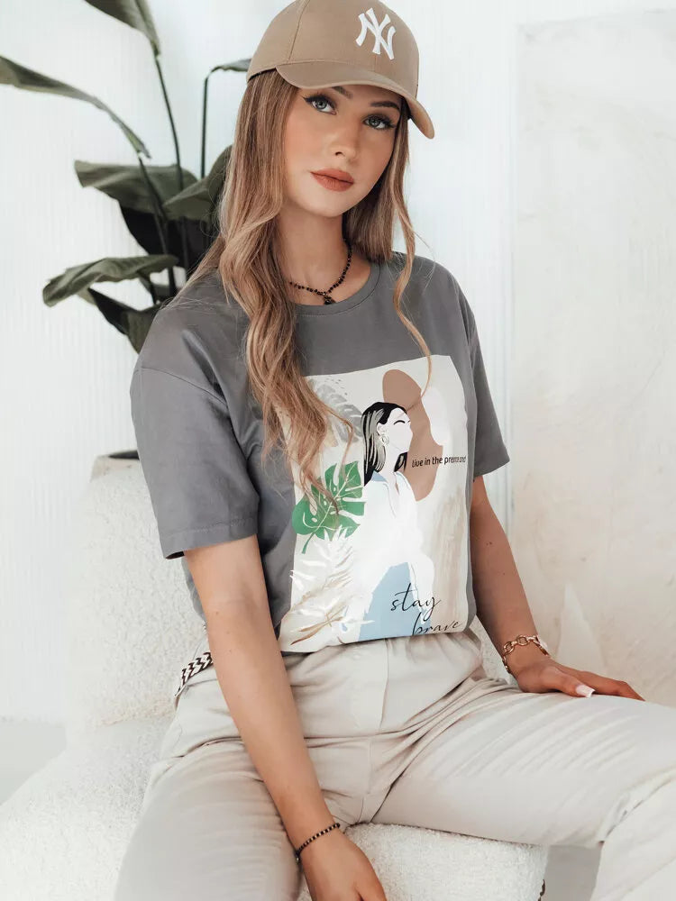 Moteriški pilkos spalvos marškinėliai Breivi