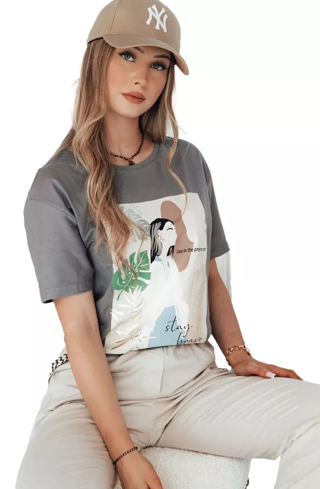 Moteriški pilkos spalvos marškinėliai Breivi