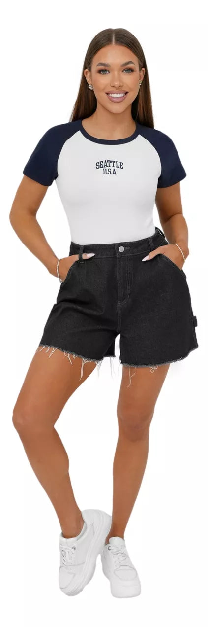 Moteriški balti/tamsiai mėlyni  marškinėliai Seattle USA