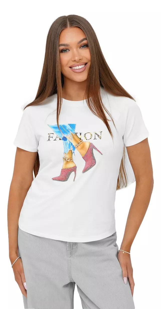 Moteriški baltos spalvos marškinėliai Fact