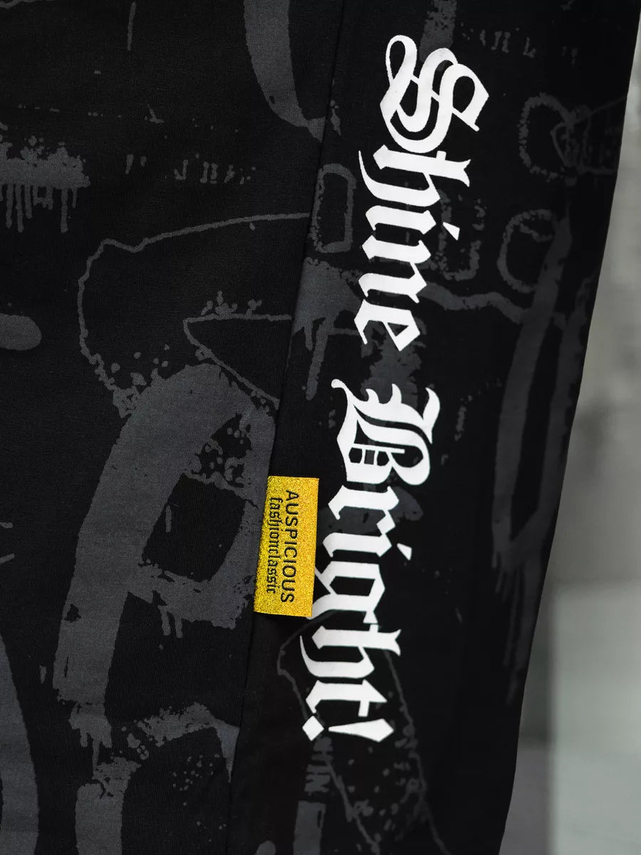 Vyriški juodos spalvos laisvo kirpimo marškinėliai Shine Bright