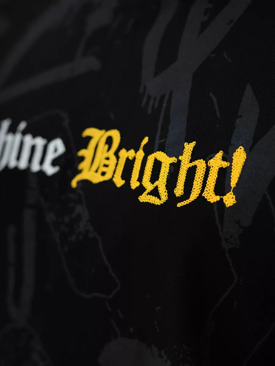 Vyriški juodos spalvos laisvo kirpimo marškinėliai Shine Bright