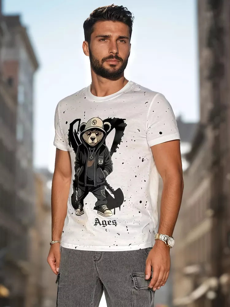 Vyriški balti marškinėliai su paveiksliuku Ages