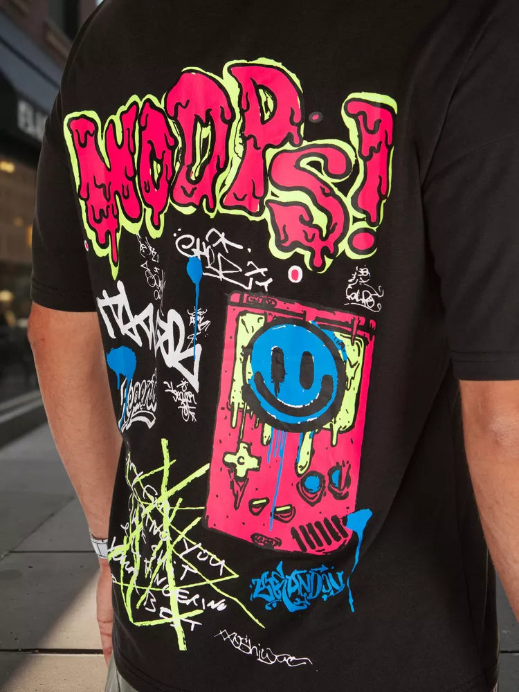 Vyriški juodi marškinėliai Woops