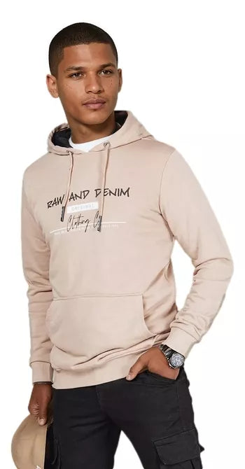 Vyriškas rusvas džemperis su gobtuvu Denim