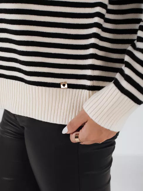 Moteriškas rusvas dryžuotas megztinis Elvara