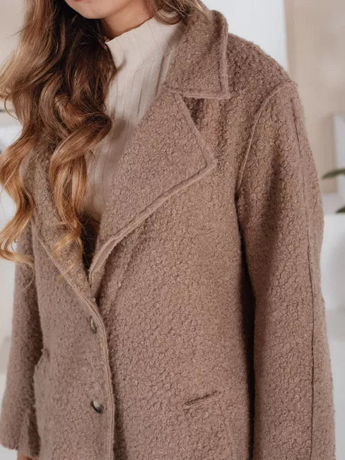 Moteriškas rudas ilgas avikailio paltas Tomson