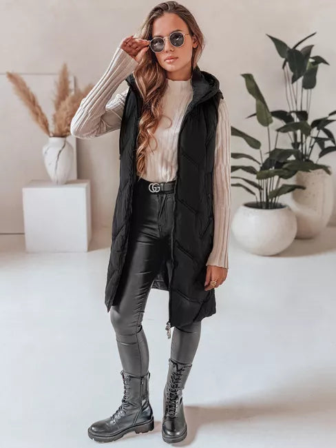 Moteriška juoda ilga liemenė Lino