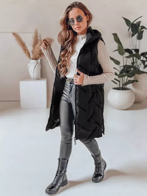 Moteriška juoda ilga liemenė Lino