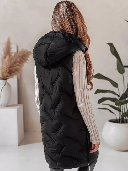 Moteriška juoda ilga liemenė Lino