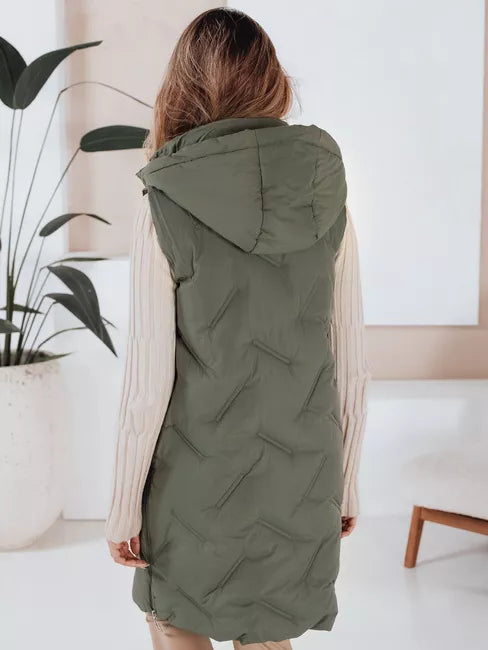 Moteriška žalia ilga liemenė Lino