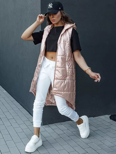 Moteriška rožinė ilga liemenė Meris