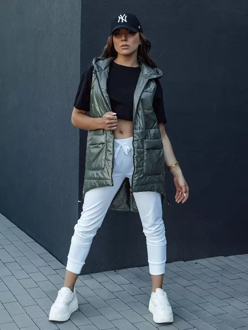 Moteriška tamsiai žalia blizgi liemenė Jess