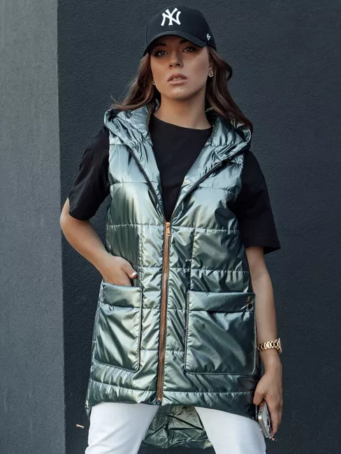 Moteriška žalia blizgi liemenė Jess