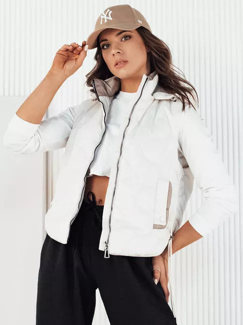 Moteriška balta liemenė su gobtuvu Teros