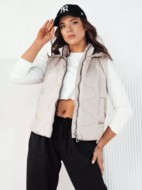 Moteriška šviesiai pilka liemenė su gobtuvu Teros