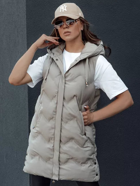 Moteriška dygsniuota rusva liemenė su gobtuvu Lily