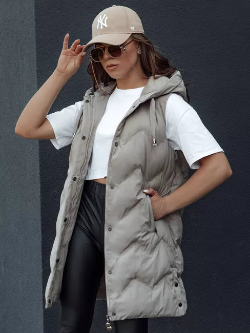 Moteriška dygsniuota rusva liemenė su gobtuvu Lily