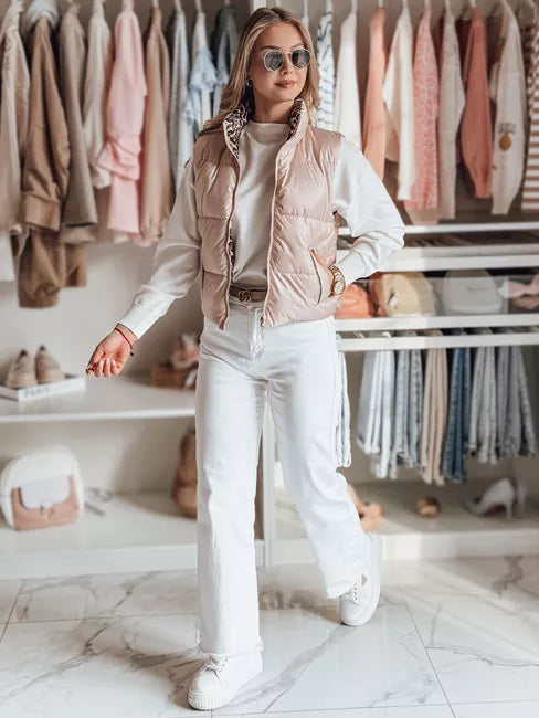 Moteriška šviesiai rožinė dvipusė liemenė Puff