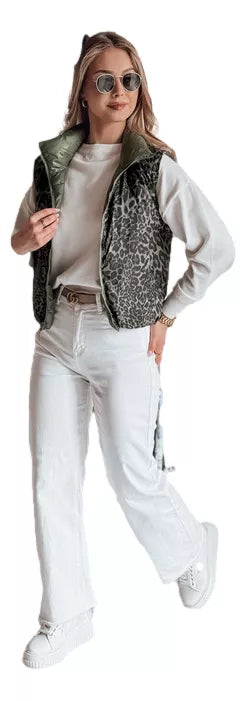 Moteriška žalia dvipusė liemenė Puff