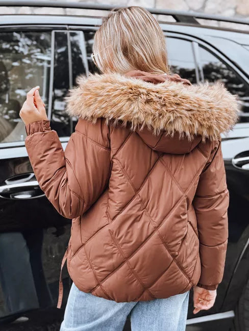 Moteriška ruda žieminė striukė su gobtuvu Mari