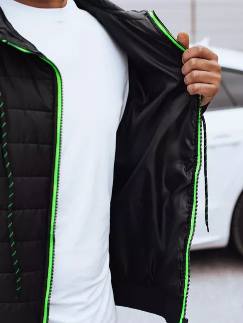 Vyriška juoda striukė su gobtuvu Stress