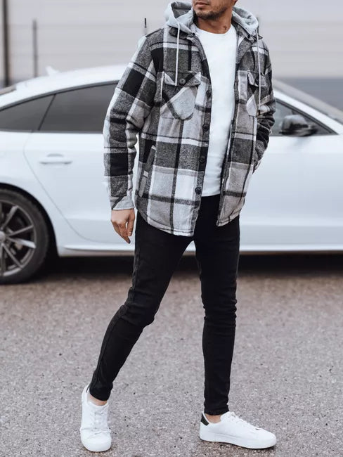 Vyriška juoda striukė su gobtuvu Endrik