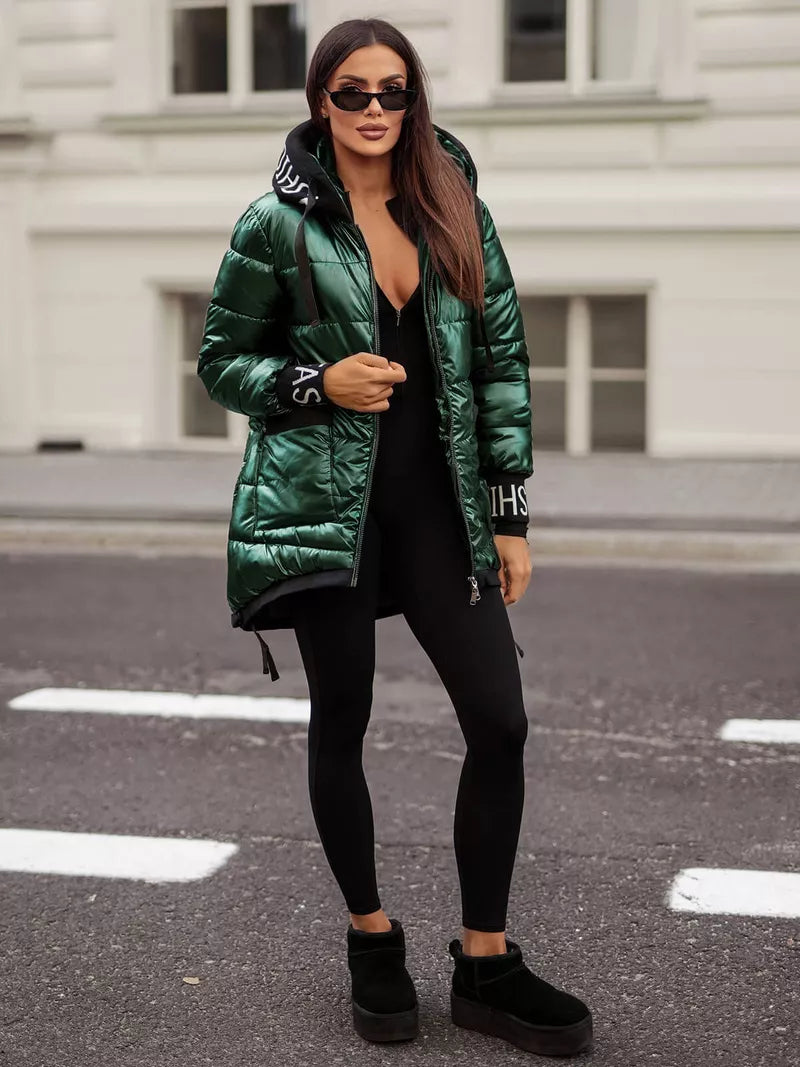 Žalia blizgi striukė Agor