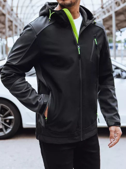 Vyriška juoda striukė su gobtuvu Port