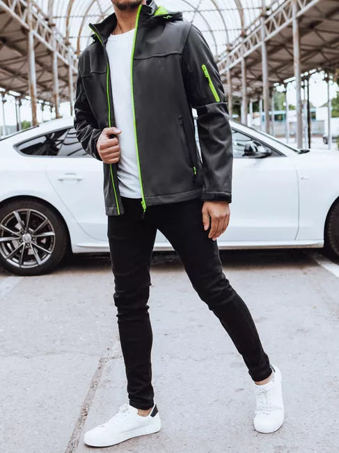 Vyriška tamsiai pilka striukė su gobtuvu Retro