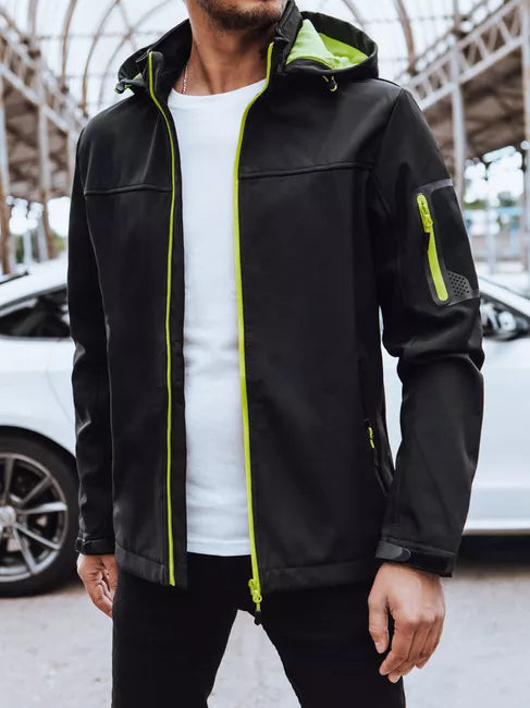 Vyriška juoda striukė su gobtuvu Retro