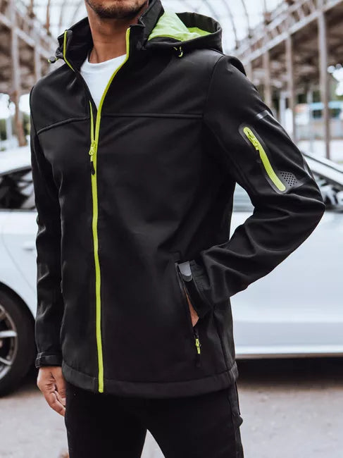 Vyriška juoda striukė su gobtuvu Retro