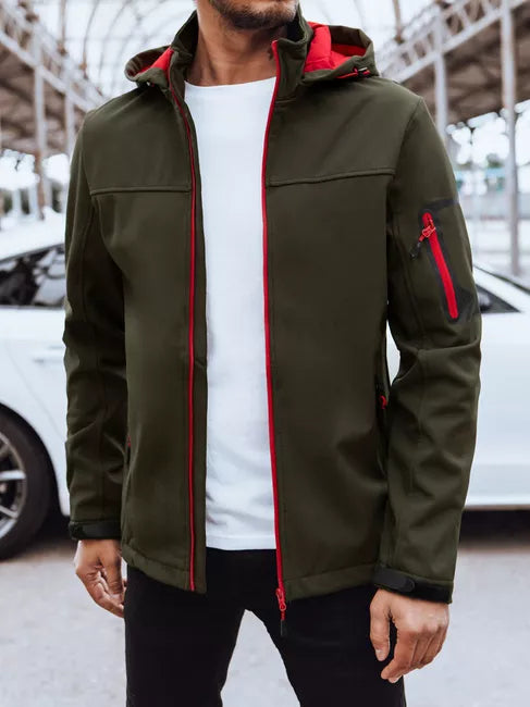 Vyriška tamsiai žalia striukė su gobtuvu Retro