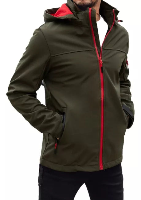 Vyriška tamsiai žalia striukė su gobtuvu Retro