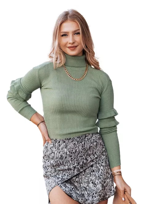 Moteriškas šviesiai žalias megztinis Bufal