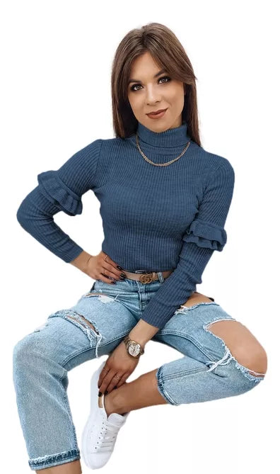 Moteriškas tamsiai mėlynas megztinis Bufal