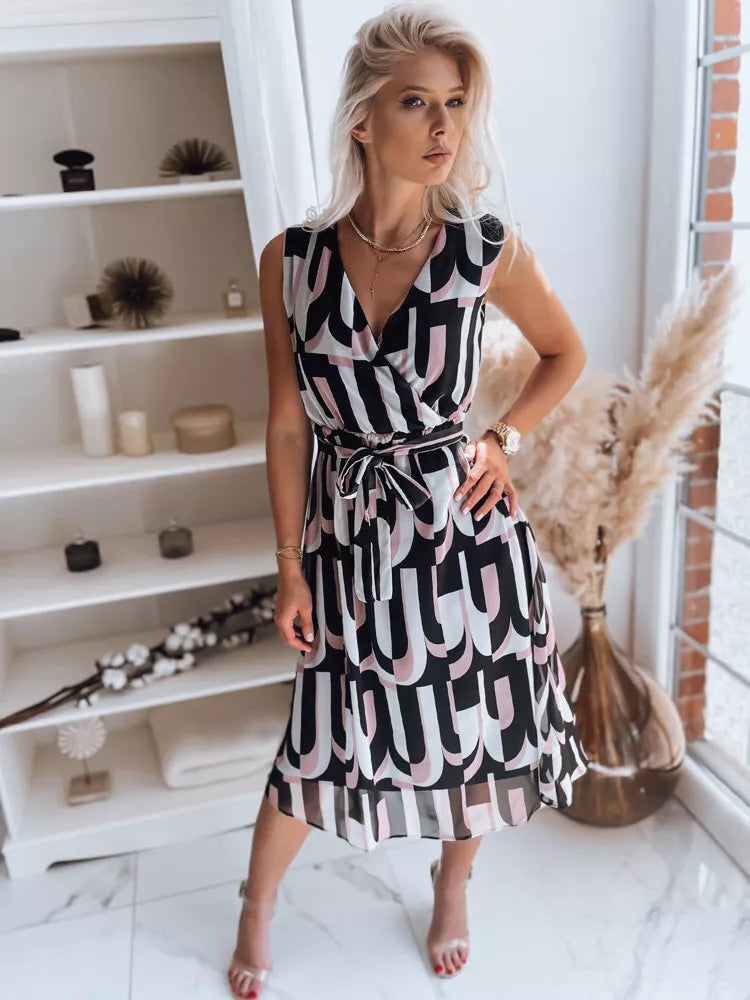 Rožinė - juoda moteriška suknelė Ulala