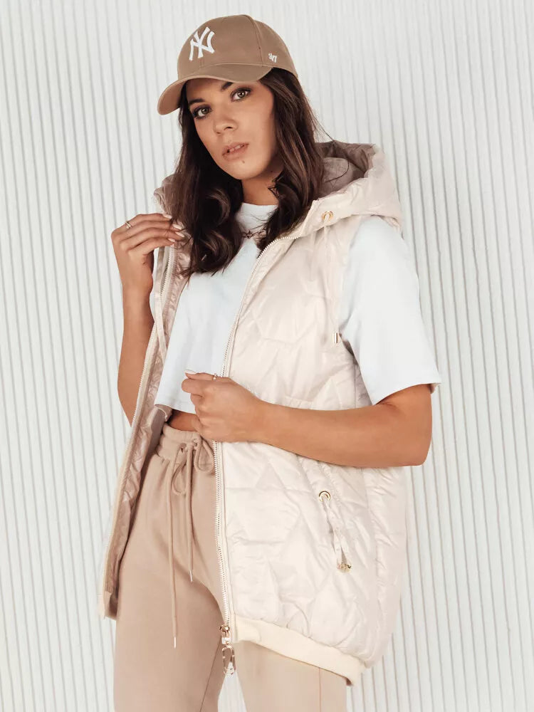 Moteriška balta liemenė su gobtuvu Kolin