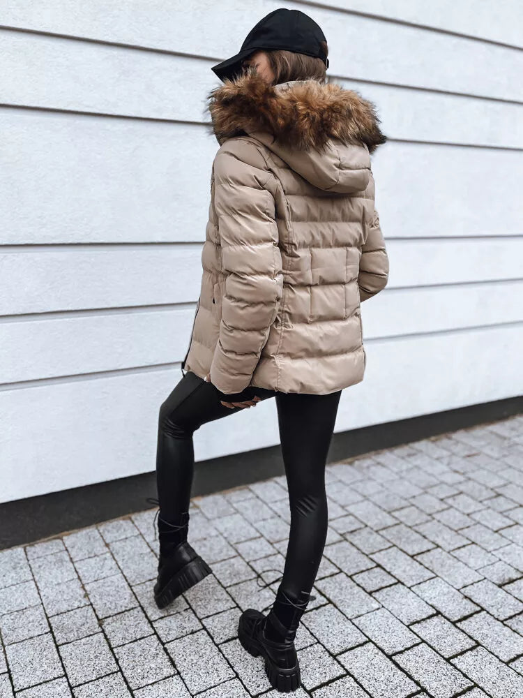 Moteriška smėlio spalvos žieminė striukė Paloma