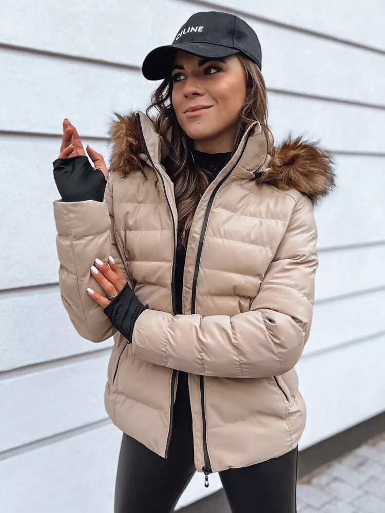 Moteriška smėlio spalvos žieminė striukė Paloma