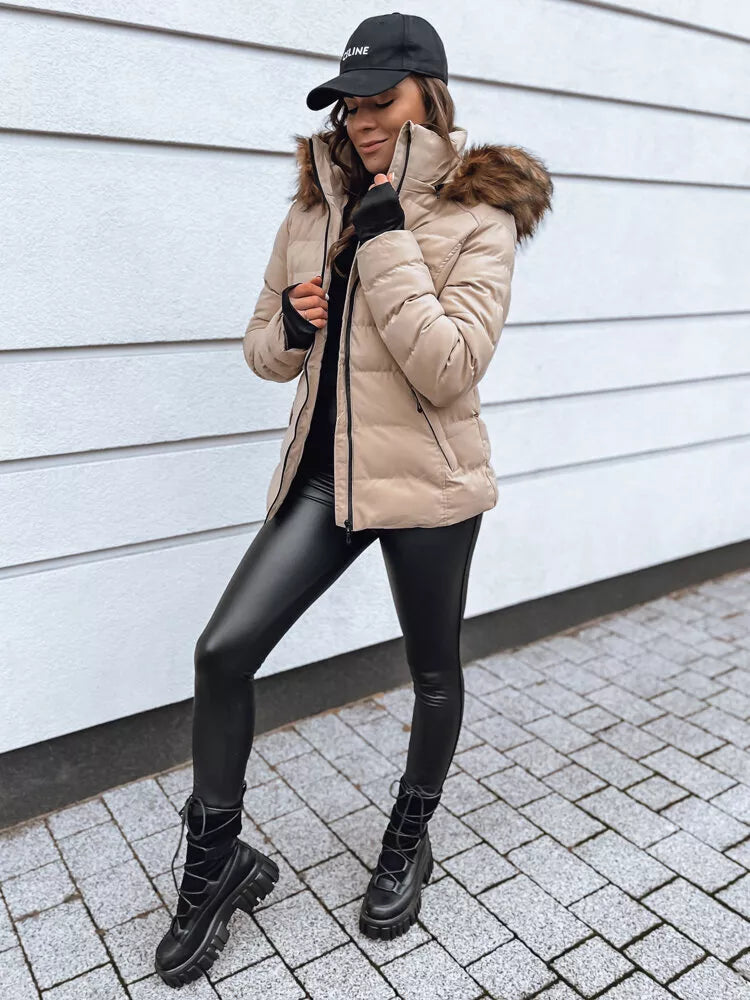 Moteriška smėlio spalvos žieminė striukė Paloma