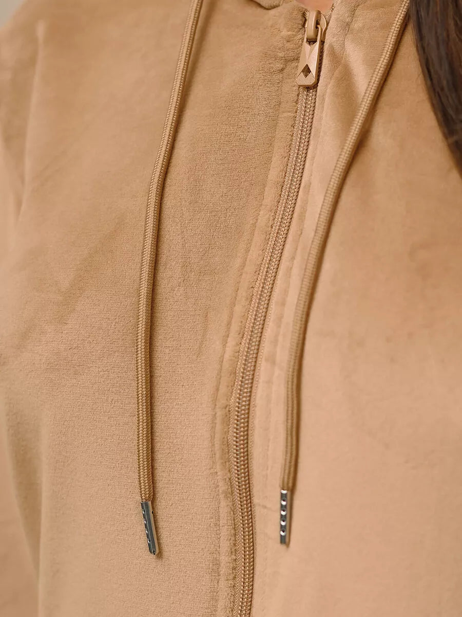 Moteriškas smėlio spalvos veliūrinis komplektas Softi