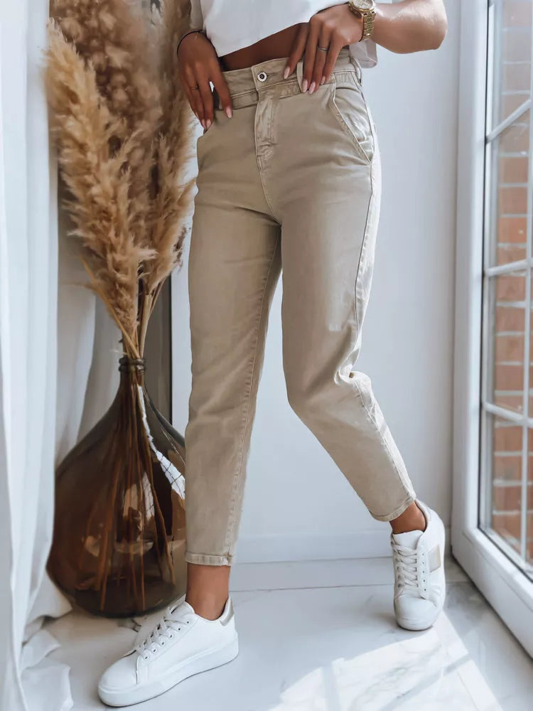 Rusvos moteriškos kelnės Fin