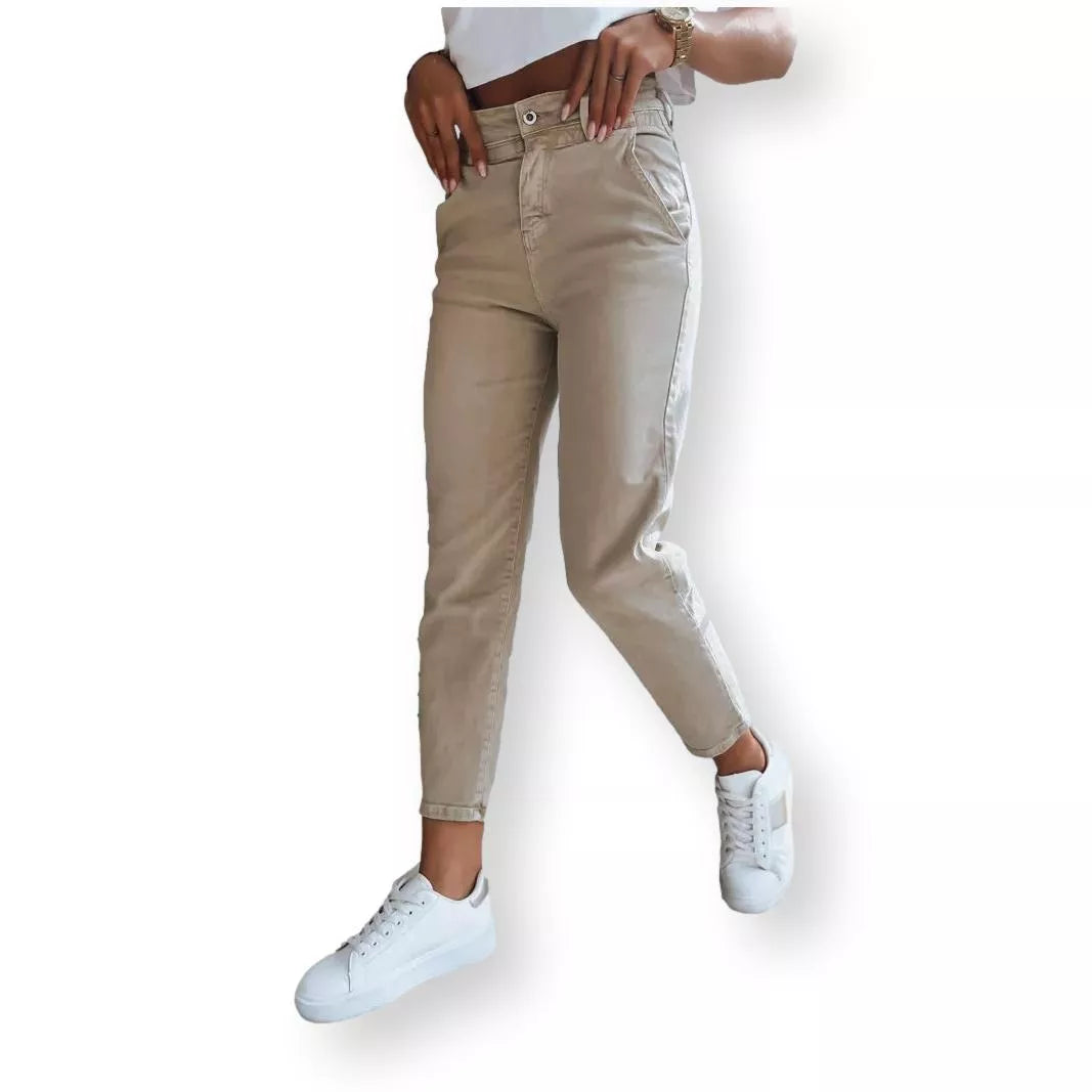 Rusvos moteriškos kelnės Fin