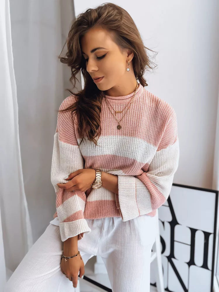 Moteriškas megztinis rožinis-balta Dita