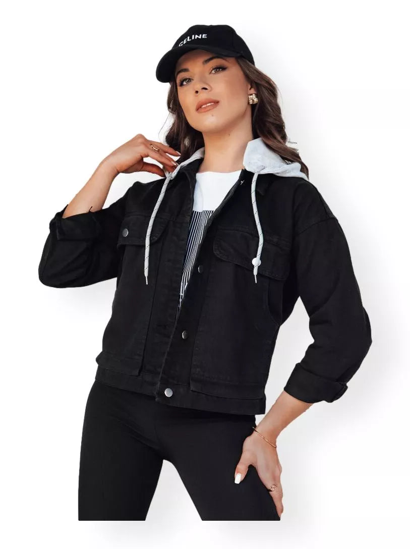 Moteriškas džinsinis juodas švarkas Alfa