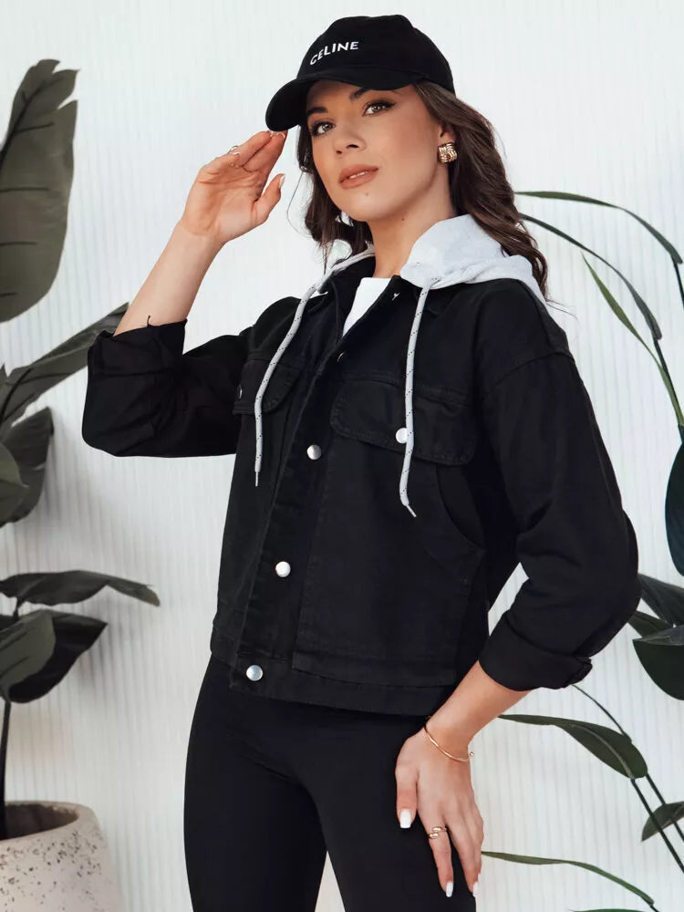 Moteriškas džinsinis juodas švarkas Alfa