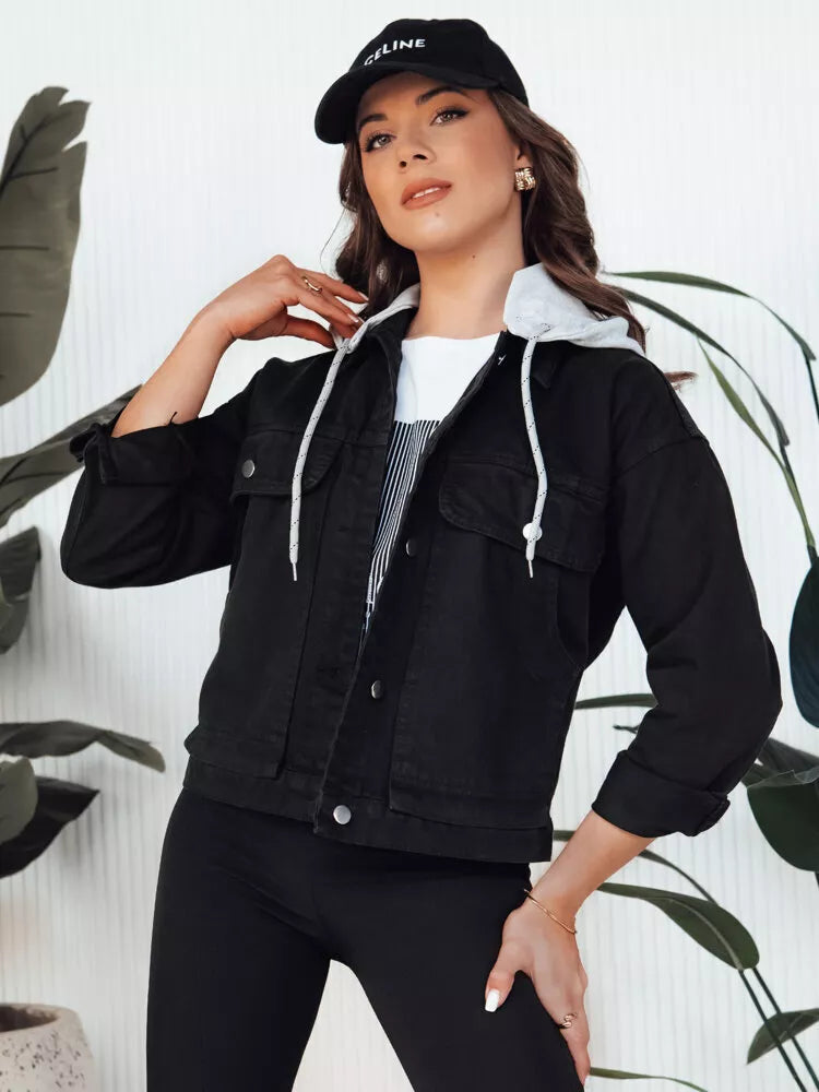 Moteriškas džinsinis juodas švarkas Alfa