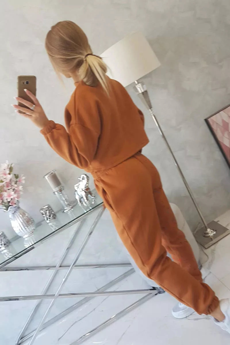 Moteriškas ryškios rudos spalvos komplektas Splash